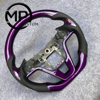 MPCUSTOM Fit For Honda CR-V CRV 2007-2011 purple carbon fiber steering wheel black perforated leather thumb grips