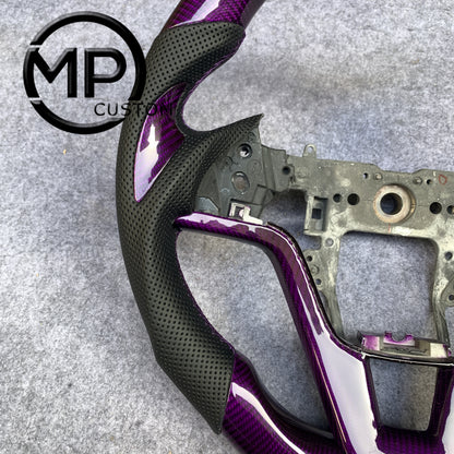 MPCUSTOM Fit For Honda CR-V CRV 2007-2011 purple carbon fiber steering wheel black perforated leather thumb grips