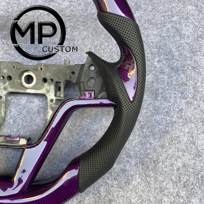 MPCUSTOM Fit For Honda CR-V CRV 2007-2011 purple carbon fiber steering wheel black perforated leather thumb grips