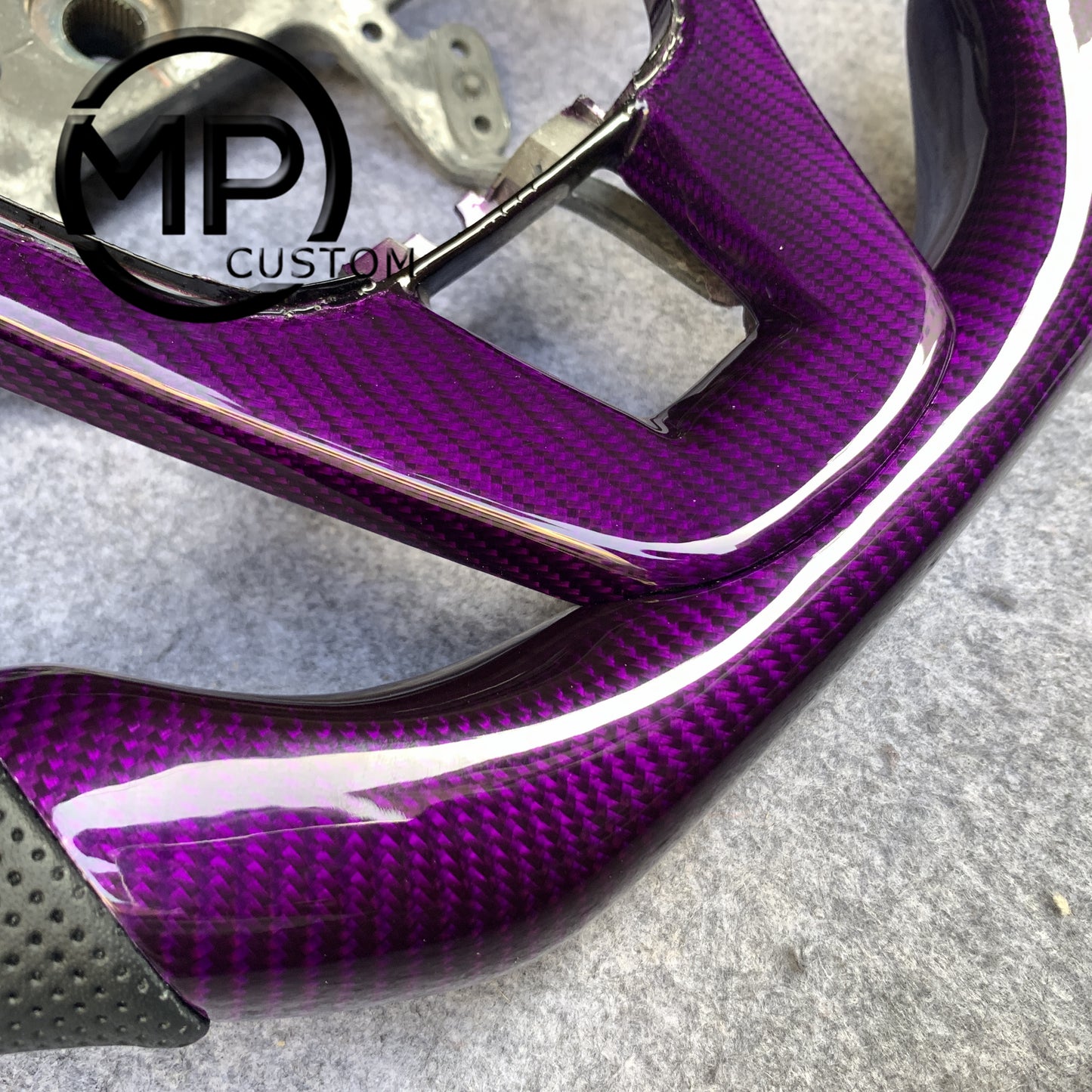 MPCUSTOM Fit For Honda CR-V CRV 2007-2011 purple carbon fiber steering wheel black perforated leather thumb grips