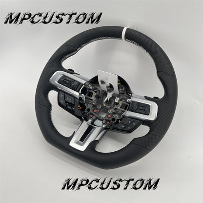 Mpcustom for Ford Mustang 2018-2022 carbon fiber steering wheel white stripe line