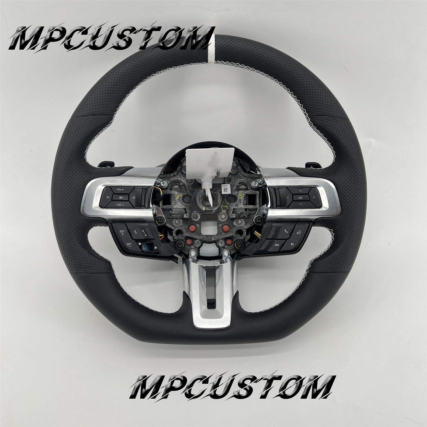 Mpcustom for Ford Mustang 2018-2022 carbon fiber steering wheel white stripe line and matte