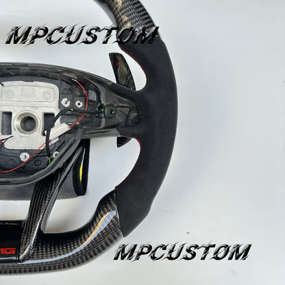 Mpcustom for Mercedes Benz 808AMG /W205 AMG carbon fiber steering wheel round top and flat bottom