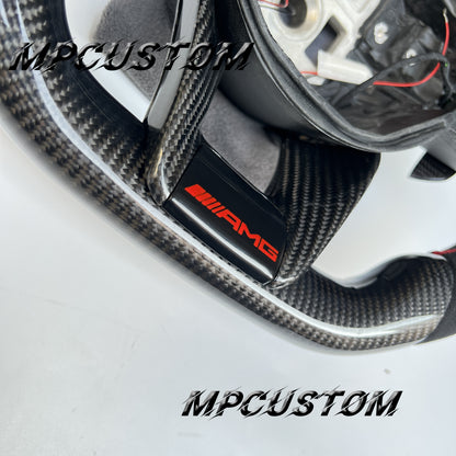 Mpcustom for Mercedes Benz 808AMG /W205 AMG carbon fiber steering wheel gloss and flat bottom