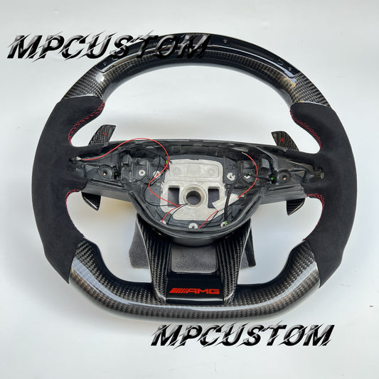 Mpcustom for Mercedes Benz 808AMG /W205 AMG carbon fiber steering wheel flat bottom
