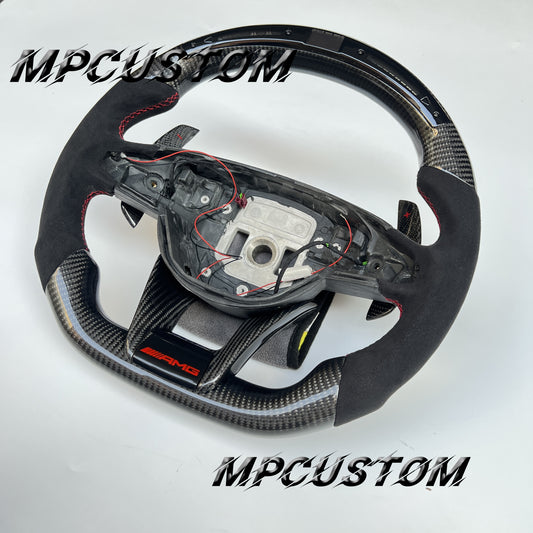 Mpcustom for Mercedes Benz 808AMG /W205 AMG carbon fiber steering wheel gloss and flat bottom