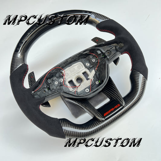 Mpcustom for Mercedes Benz 808AMG /W205 AMG carbon fiber steering wheel round top and flat bottom
