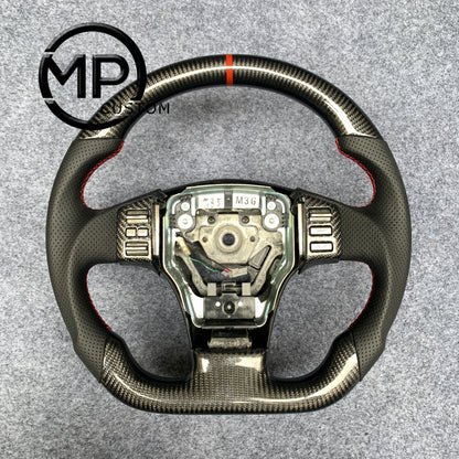 MPCUSTOM Fit For 2003-2006 INFINITI G35 carbon fiber steering wheel black perforated leather red center line