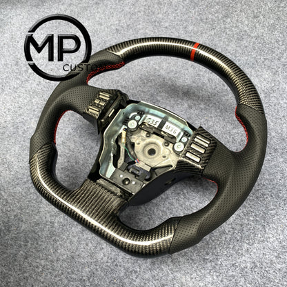 MPCUSTOM Fit For 2003-2006 INFINITI G35 carbon fiber steering wheel black perforated leather red center line