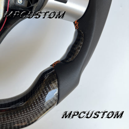 Mpcustom for Chevrolet Corvette C6 ZR1 Z06 carbon fiber steering wheel flat top and flat bottom