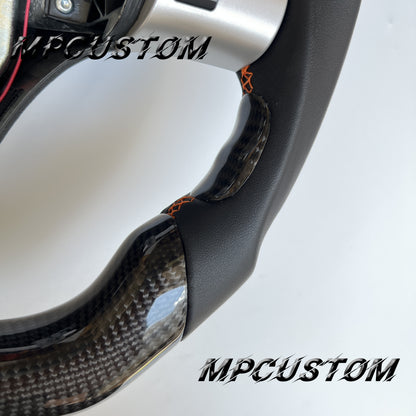 Mpcustom for Chevrolet Corvette C6 ZR1 Z06 carbon fiber steering wheel yellow stripe line and smooth