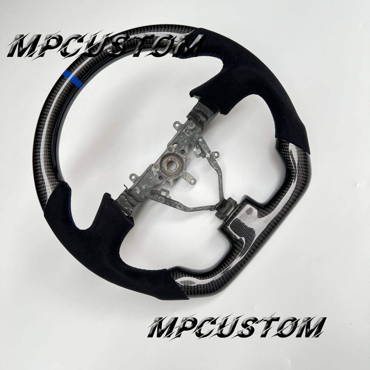 Mpcustom for Subaru wrx sti 2003-2007 carbon fiber steering wheel gloss and blue stitching