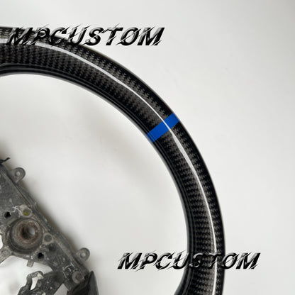 Mpcustom for Subaru wrx sti 2003-2007 carbon fiber steering wheel gloss and blue stitching
