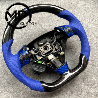 MPCUSTOM Fit For Honda 7th gen&nbsp; Accord Sedan TESTED LX 2003-2007/Inspire/Accord UC1 UC3 CM5 CM6 carbon fiber steering wheel blue perforated leather blue center line