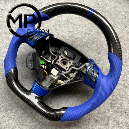 MPCUSTOM Fit For Honda 7th gen&nbsp; Accord Sedan TESTED LX 2003-2007/Inspire/Accord UC1 UC3 CM5 CM6 carbon fiber steering wheel blue perforated leather blue center line