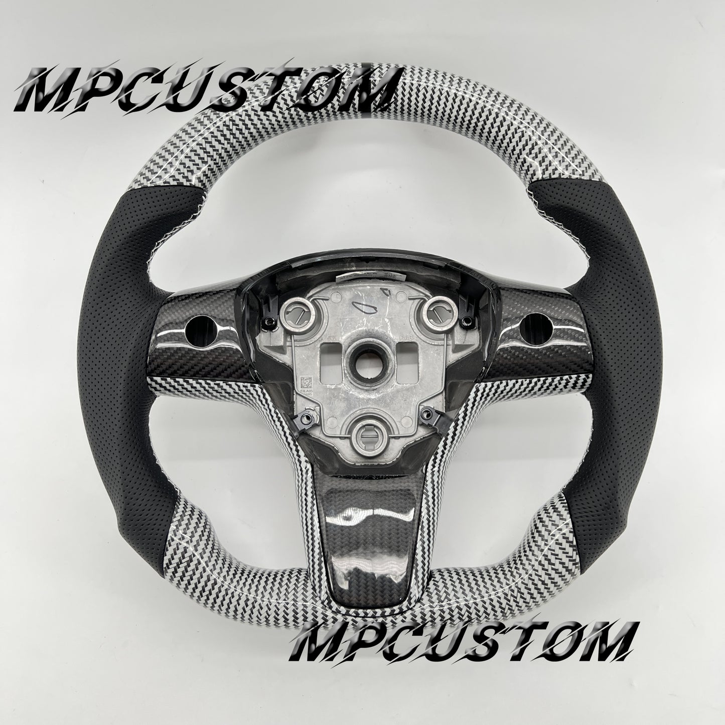 Mpcustom for Tesla model 3 Y carbon fiber steering wheel black stripe line and gloss