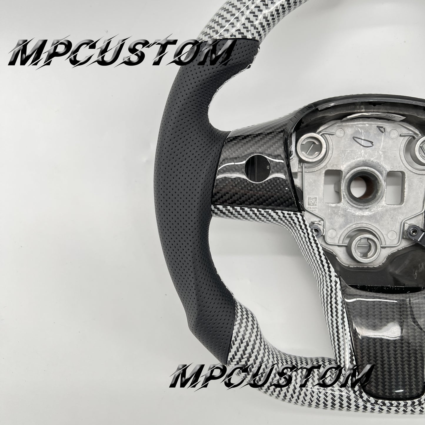 Mpcustom for Tesla model 3 Y carbon fiber steering wheel black stripe line and gloss