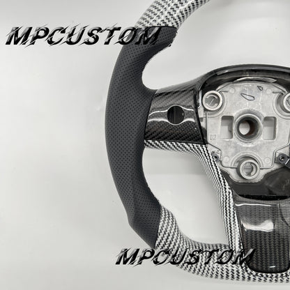 Mpcustom for Tesla model 3 Y carbon fiber steering wheel black stripe line and gloss