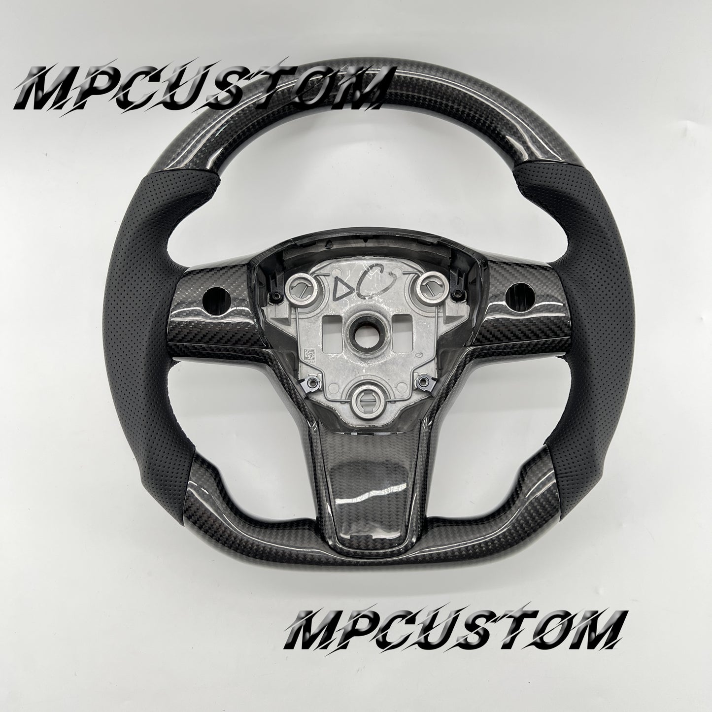 Mpcustom for Tesla model 3 Y carbon fiber steering wheel gloss and round top