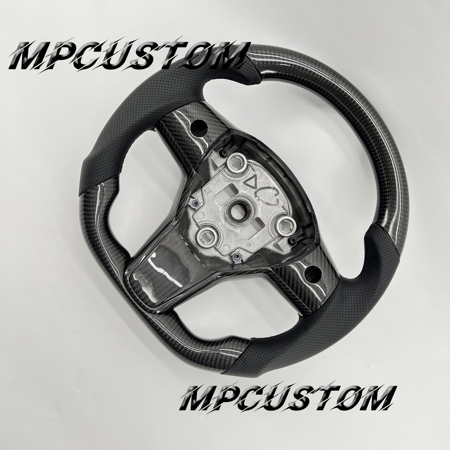 Mpcustom for Tesla model 3 Y carbon fiber steering wheel gloss and flat bottom