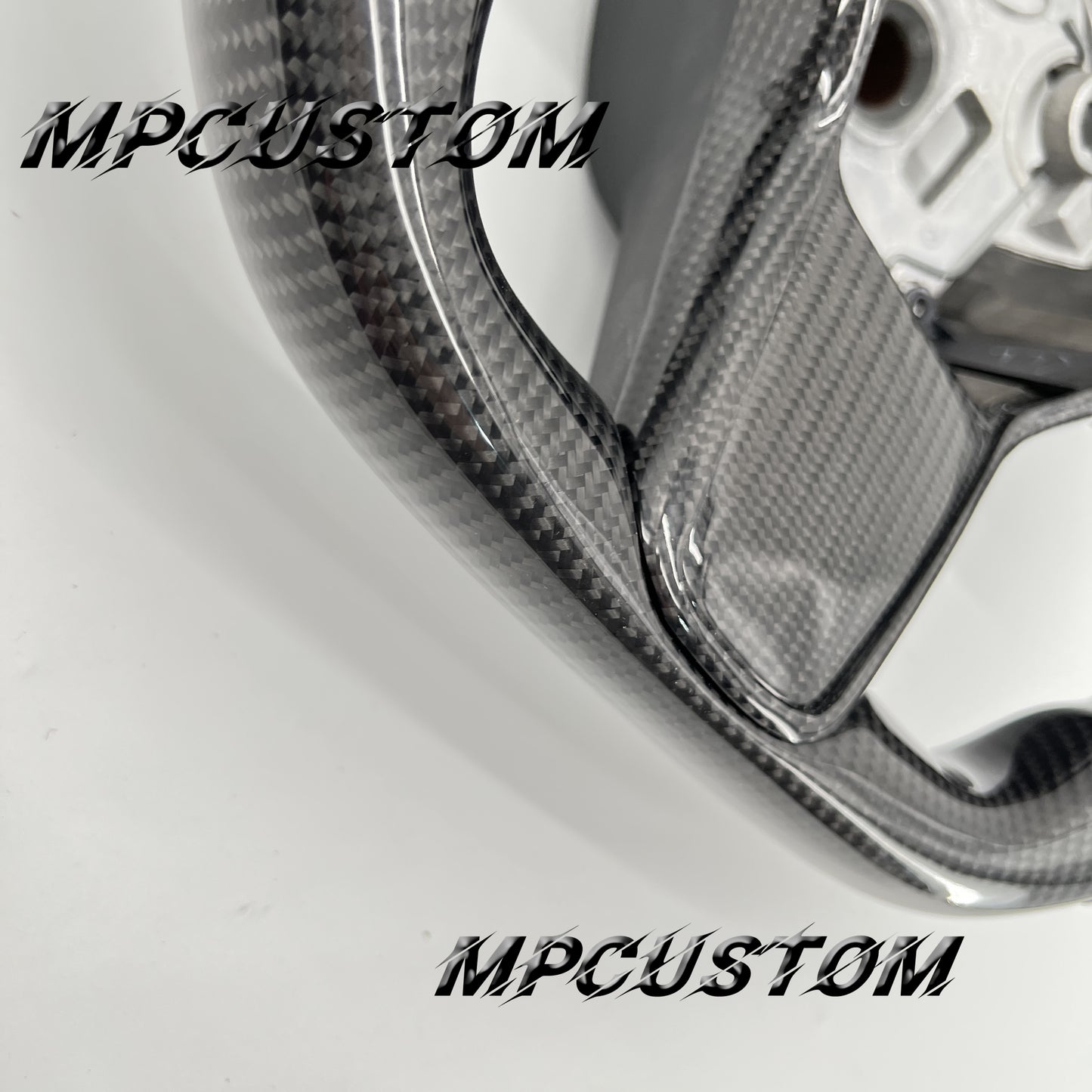 Mpcustom for Tesla model 3 Y carbon fiber steering wheel gloss and black perforated leather