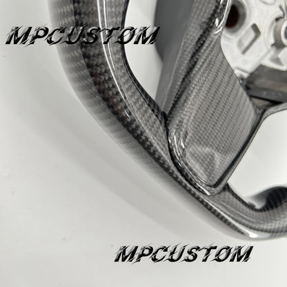 Mpcustom for Tesla model 3 Y carbon fiber steering wheel gloss and black perforated leather