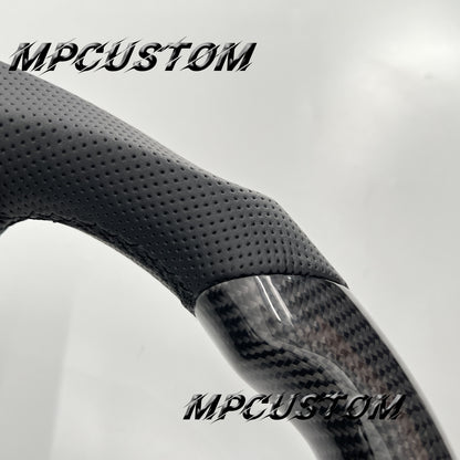 Mpcustom for Tesla model 3 Y carbon fiber steering wheel gloss and black perforated leather