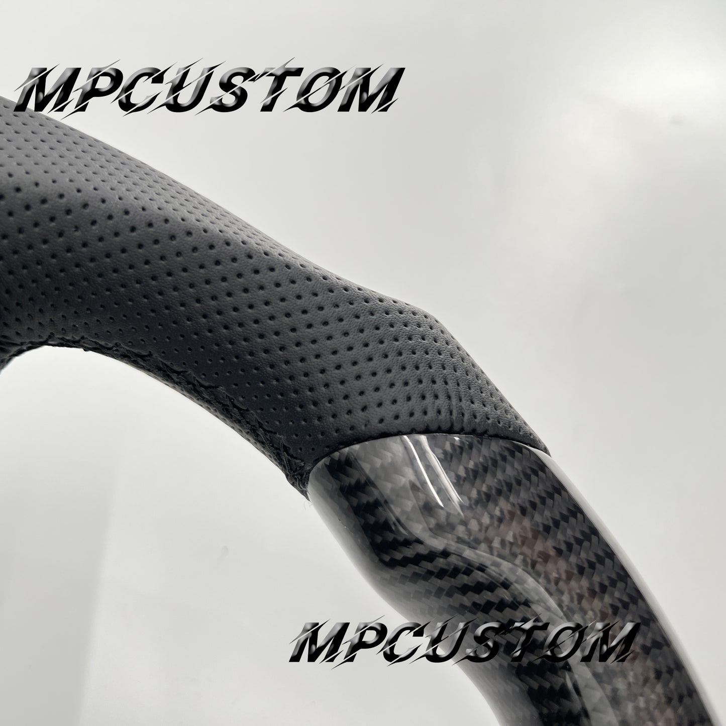 Mpcustom for Tesla model 3 Y carbon fiber steering wheel black perforated leather and black stitching