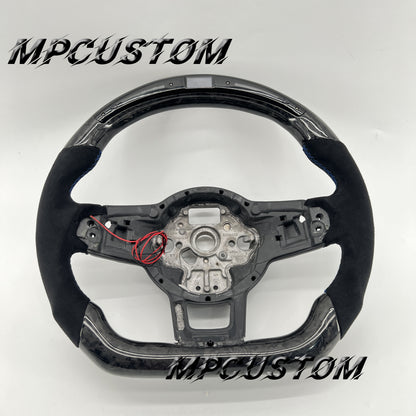 Mpcustom for Volkswagen MK7 2015-2019 carbon fiber steering wheel Alcantara and led and round top