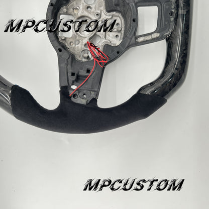 Mpcustom for Volkswagen MK7 2015-2019 carbon fiber steering wheel Alcantara and led and round top
