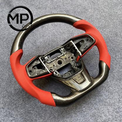 MPCUSTOM Fit For Honda CR-V CRV 2017-2021 carbon fiber steering wheel red perforated leather