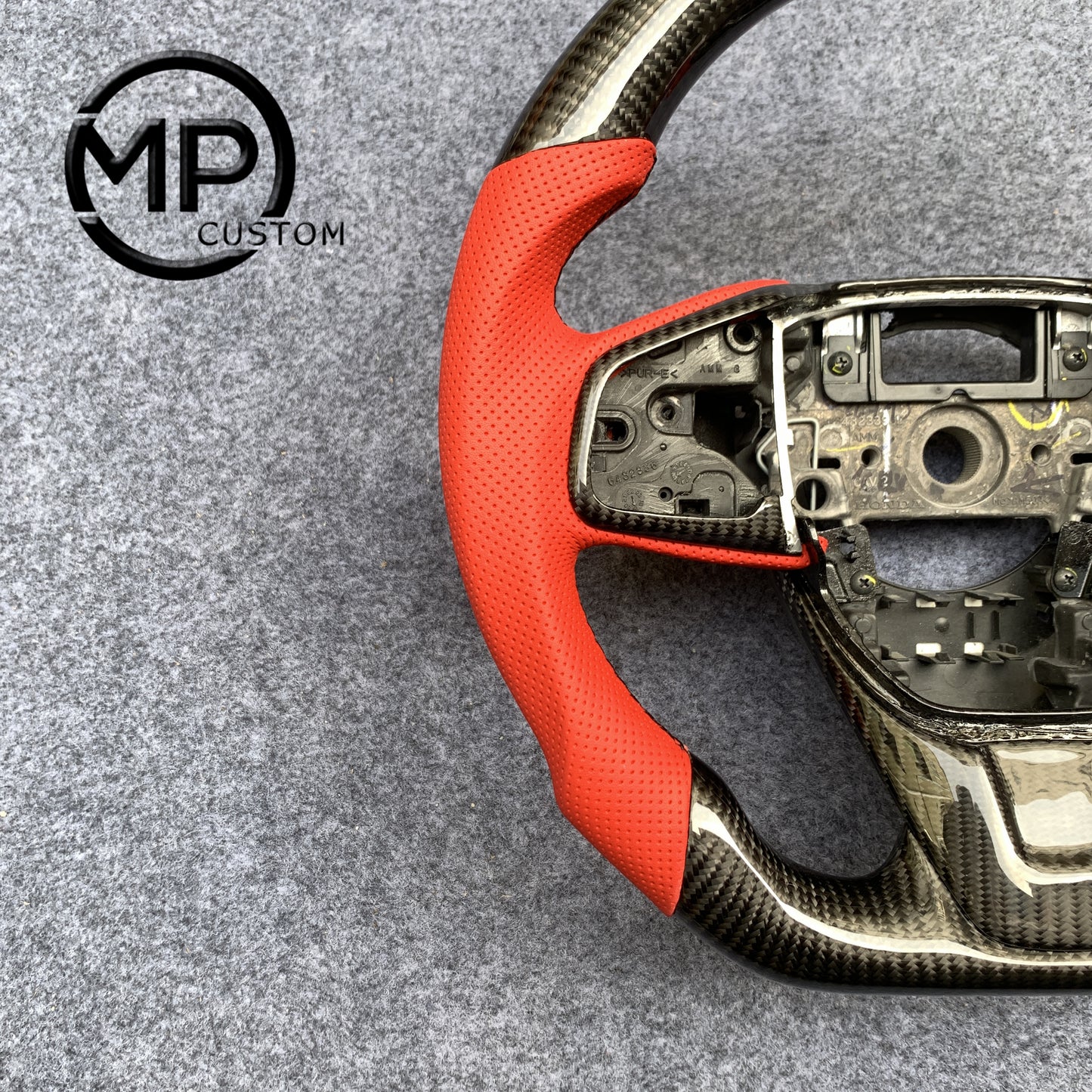 MPCUSTOM Fit For Honda CR-V CRV 2017-2021 carbon fiber steering wheel red perforated leather