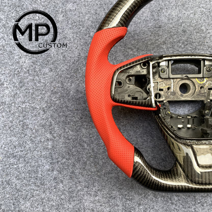 MPCUSTOM Fit For Honda CR-V CRV 2017-2021 carbon fiber steering wheel red perforated leather
