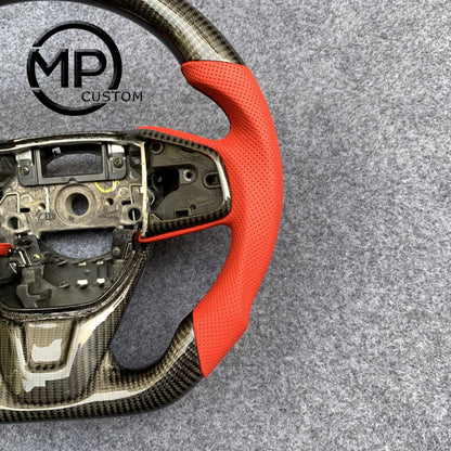 MPCUSTOM Fit For Honda CR-V CRV 2017-2021 carbon fiber steering wheel red perforated leather