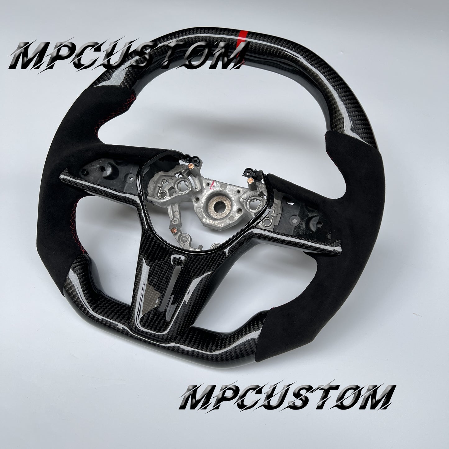 Mpcustom for Nissan GTR R35 2017+ carbon fiber steering wheel red stitching