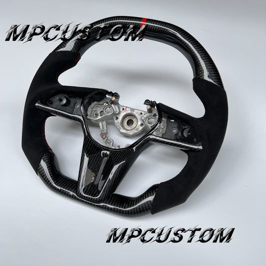 Mpcustom for Nissan GTR R35 2017+ carbon fiber steering wheel red stitching