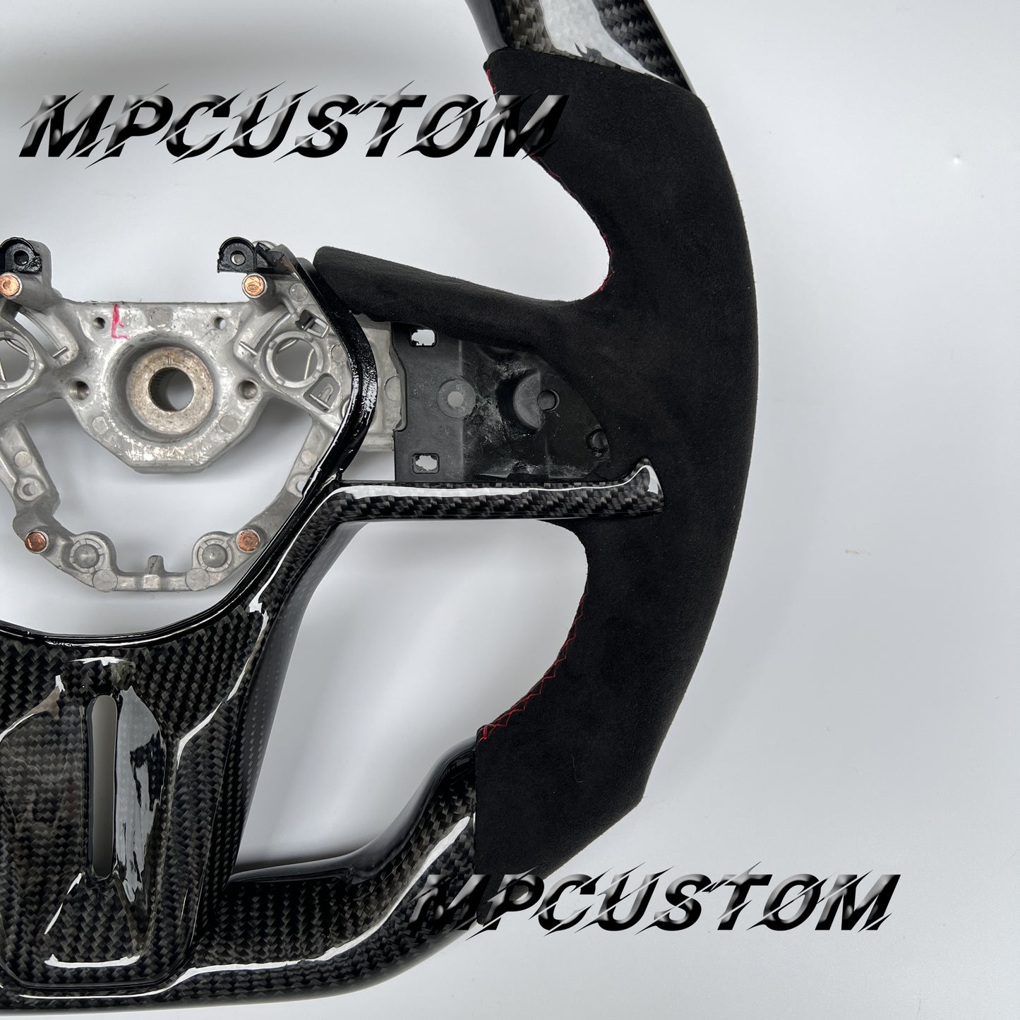 Mpcustom for Nissan GTR R35 2017+ carbon fiber steering wheel red stitching