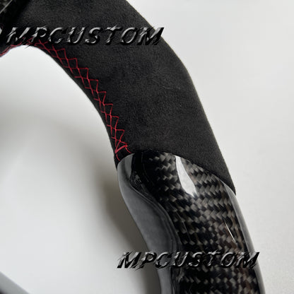 Mpcustom for Nissan GTR R35 2017+ carbon fiber steering wheel red stitching