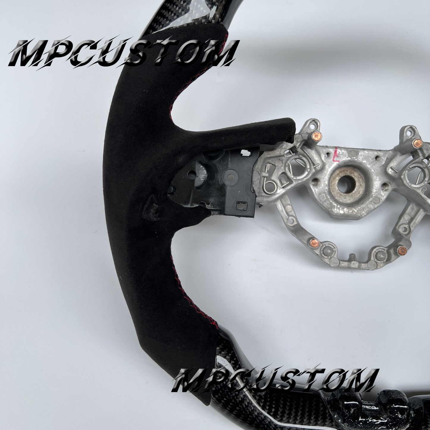 Mpcustom for Nissan GTR R35 2017+ carbon fiber steering wheel flat top and red stripe line