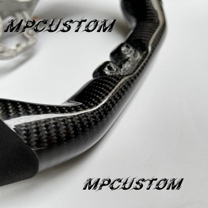 Mpcustom for Nissan GTR R35 2017+ carbon fiber steering wheel flat top and red stripe line