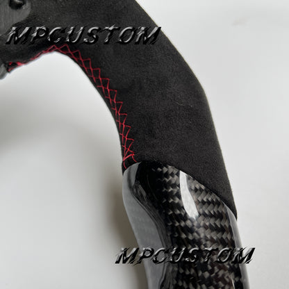Mpcustom for Nissan GTR R35 2017+ carbon fiber steering wheel flat top and red stripe line