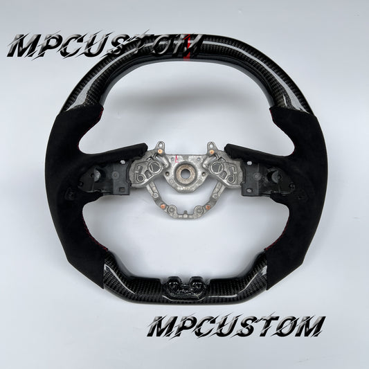 Mpcustom for Nissan GTR R35 2017+ carbon fiber steering wheel flat top and red stripe line