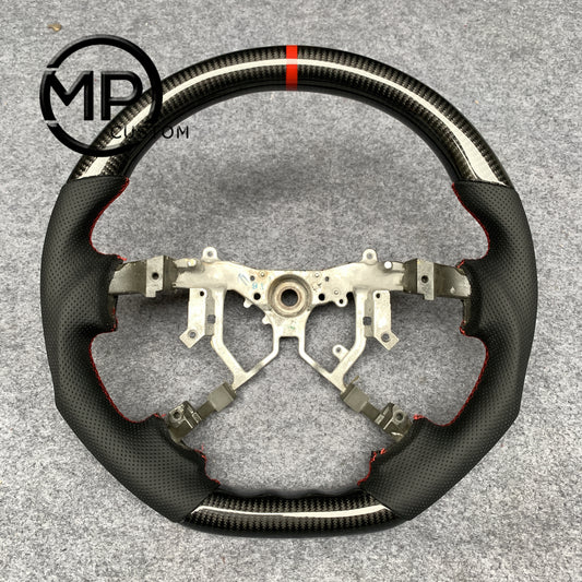 MPCUSTOM Fit For Tundra 2007-2013/Land Cruiser 2008-2012/Sequoia 2008-2013/HiAce 2014-2018 carbon fiber steering wheel black perforated leather red center line