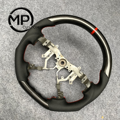 MPCUSTOM Fit For Tundra 2007-2013/Land Cruiser 2008-2012/Sequoia 2008-2013/HiAce 2014-2018 carbon fiber steering wheel black perforated leather red center line