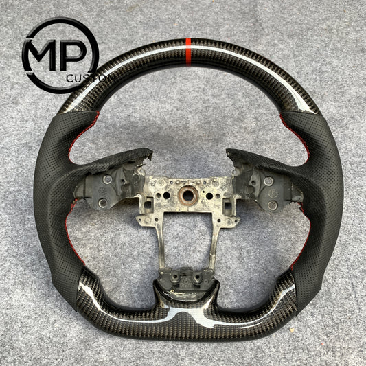 MPCUSTOM Fit For Acura ILX A-Spec 2013-2022/RDX 2013-2018 carbon fiber steering wheel black perforated leather red center line