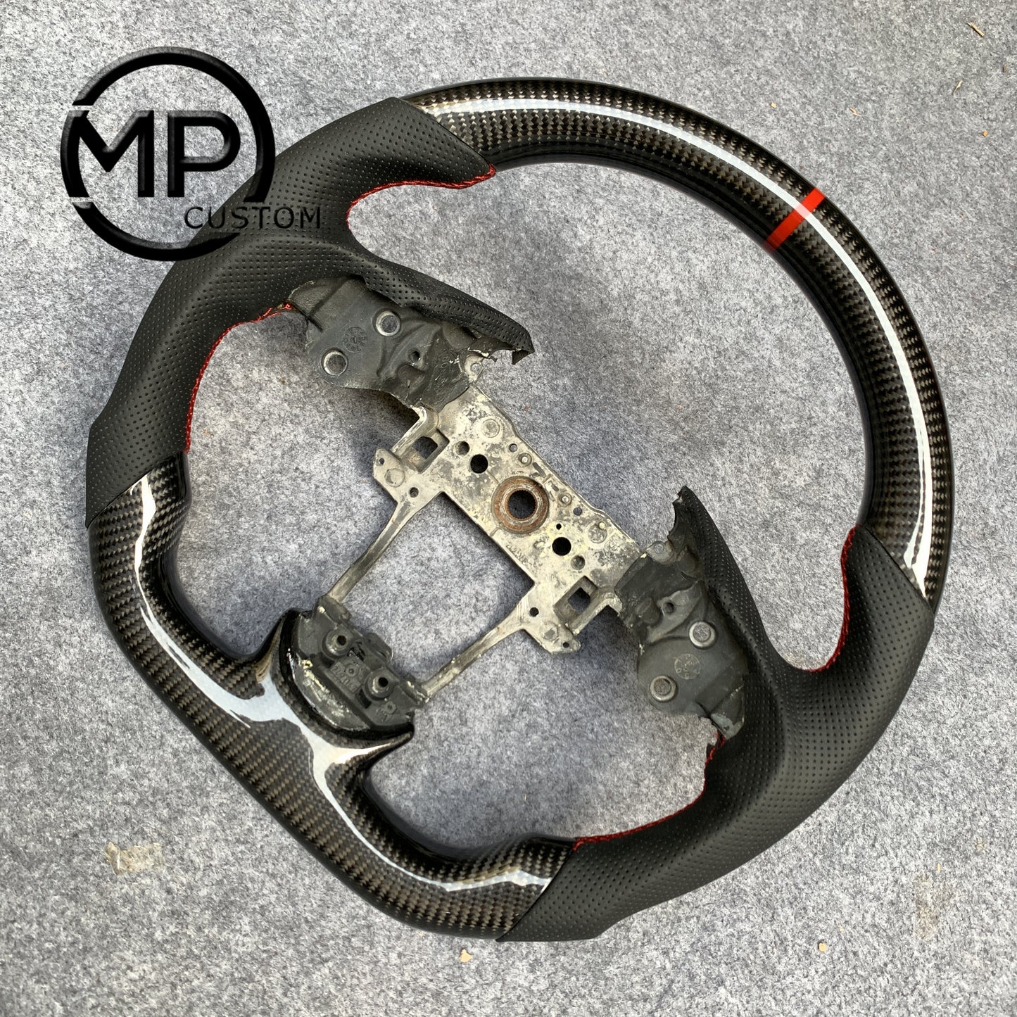 MPCUSTOM Fit For Acura ILX A-Spec 2013-2022/RDX 2013-2018 carbon fiber steering wheel black perforated leather red center line