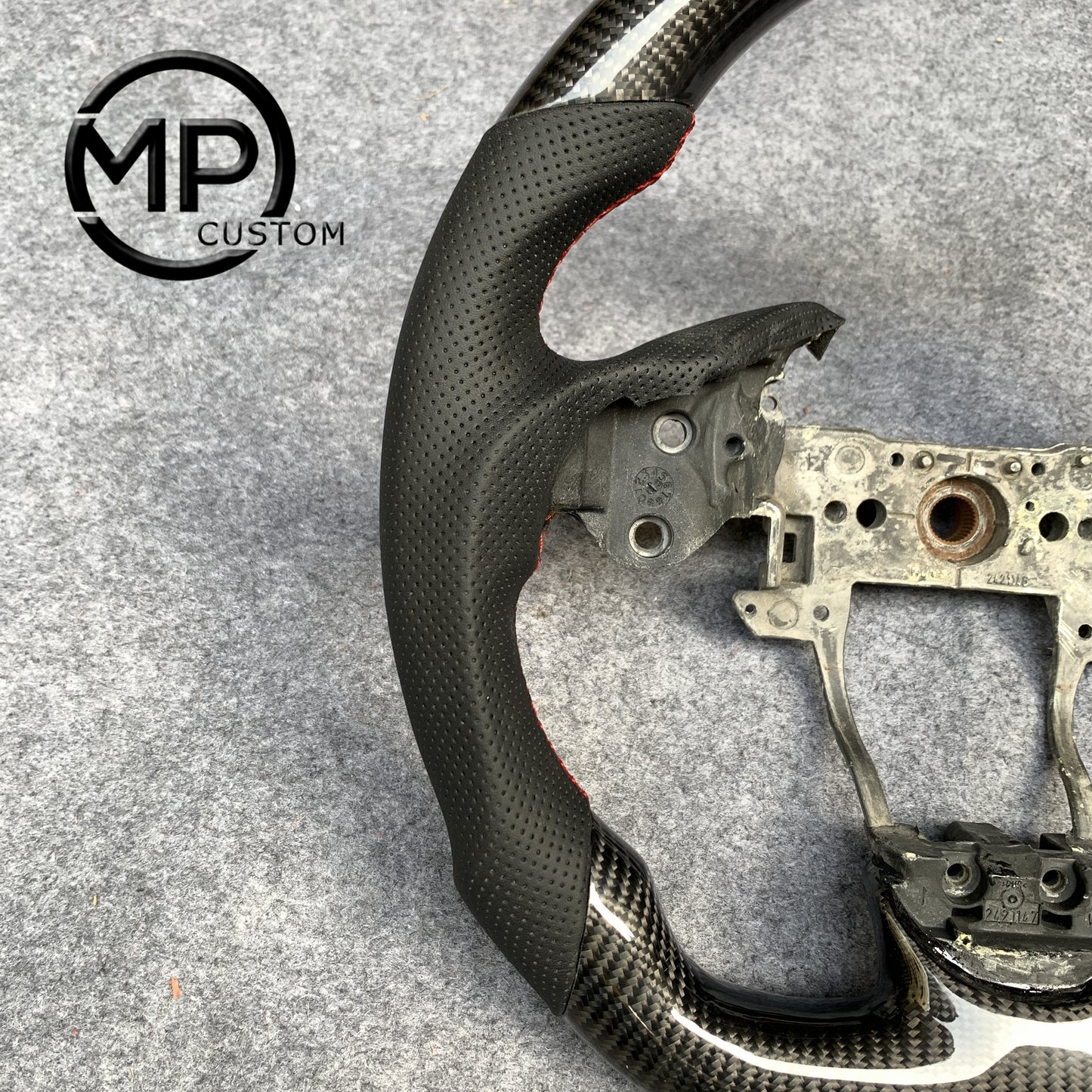 MPCUSTOM Fit For Acura ILX A-Spec 2013-2022/RDX 2013-2018 carbon fiber steering wheel black perforated leather red center line