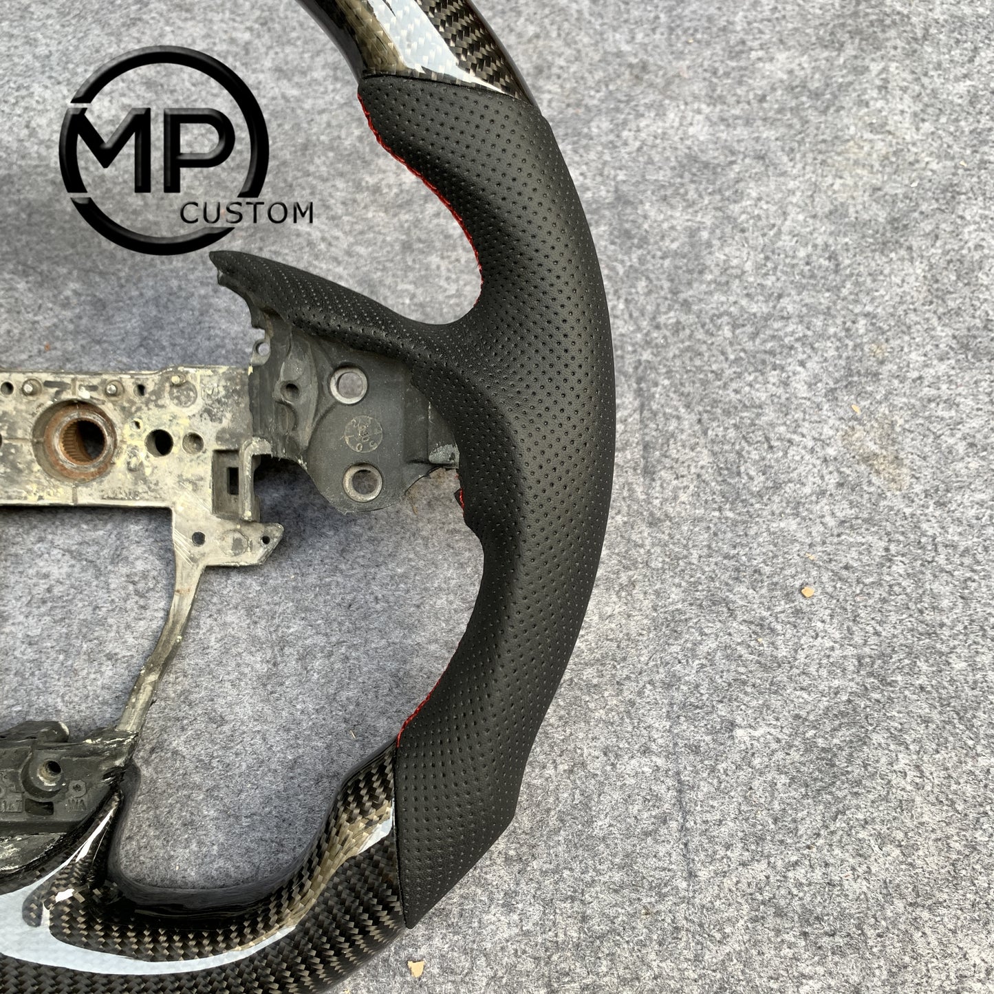 MPCUSTOM Fit For Acura ILX A-Spec 2013-2022/RDX 2013-2018 carbon fiber steering wheel black perforated leather red center line