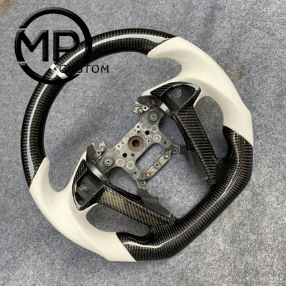 MPCUSTOM Fit For Honda 8th gen Accord/CP1 CP2 CP3/Pilot 2009-2015/Odyssey 2011-2017 carbon fiber steering wheel white perforatara leather white center line