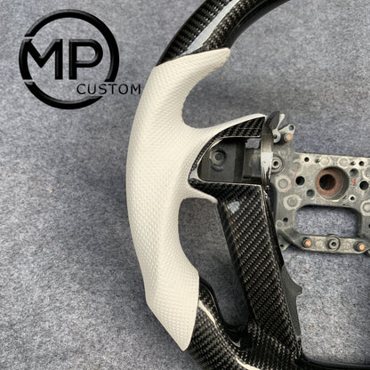 MPCUSTOM Fit For Honda 8th gen Accord/CP1 CP2 CP3/Pilot 2009-2015/Odyssey 2011-2017 carbon fiber steering wheel white perforatara leather white center line